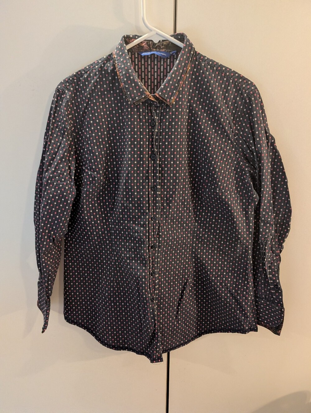 Georg Roth Men's XL Dark Navy Dot-Print Button-Up Shirt